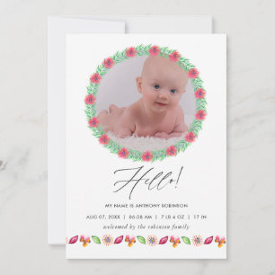 Tropical Summer Birth Announcement Photo Card