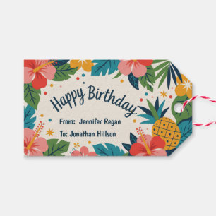 Tropical Summer Birthday Gift Tags