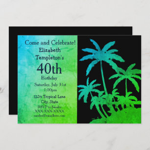 Tropical Summer Birthday Invitations