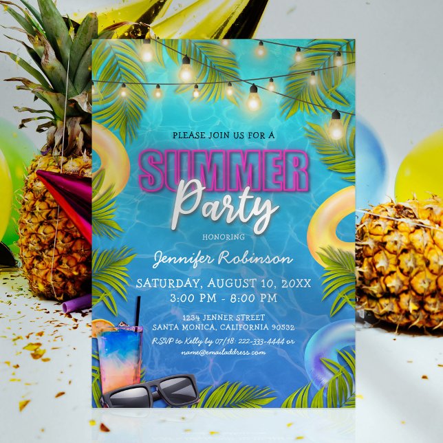 Tropical Summer Birthday Party Invitation (Creator Uploaded)