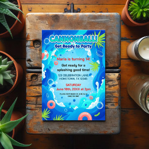 Tropical Summer Birthday Pool Party Postcard