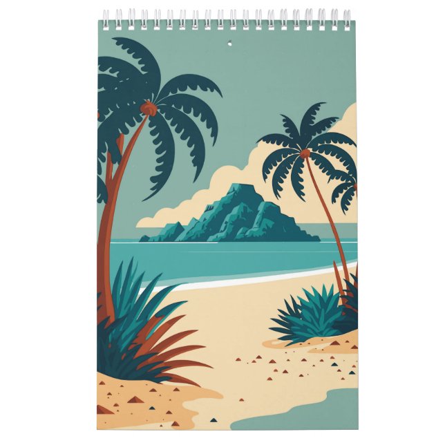 Tropical summer cartoon beach calendar (Cover)