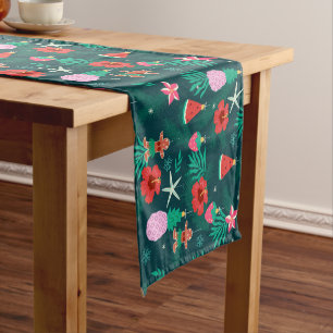 Tropical Summer Christmas Beach Holiday Pattern Short Table Runner