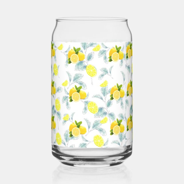 Tropical Summer Citrus fresh orange lemon Slice  Can Glass (Front)