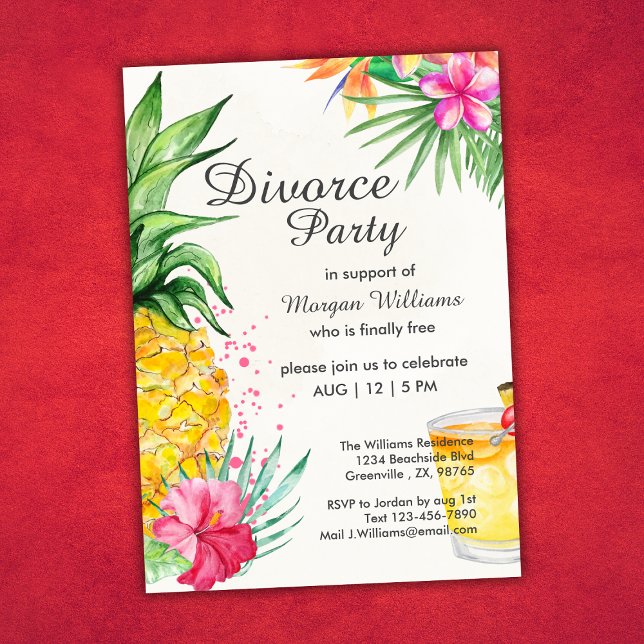 Tropical Summer Cocktail Divorce Support Party Invitation (Creator Uploaded)