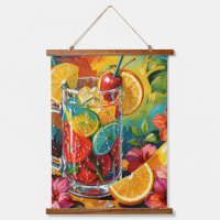 Tropical Summer Cocktail Impasto Oil Painting
