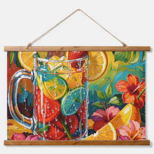 Tropical Summer Cocktail Impasto Oil Painting Hanging Tapestry