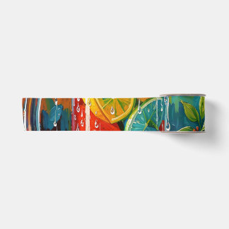 Tropical Summer Cocktail Impasto Oil Painting Satin Ribbon