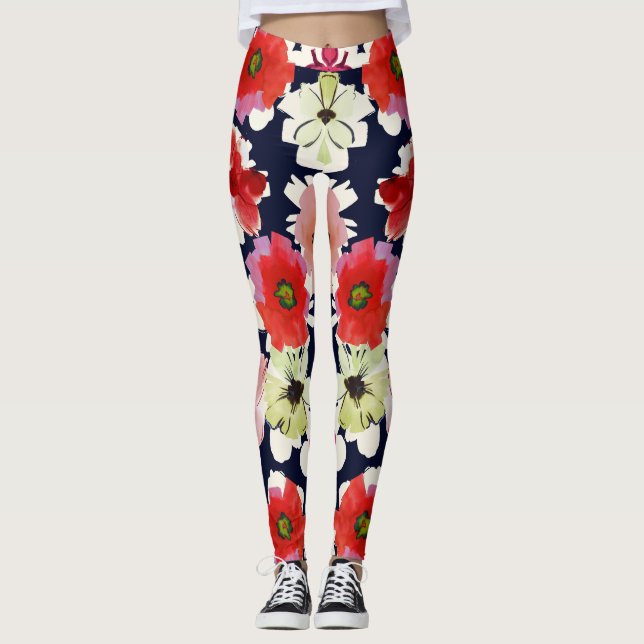 Tropical summer | Colourful florals Design Leggings (Front)
