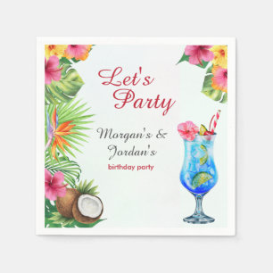 Tropical Summer Couples Friend Joint Birthday Napkin