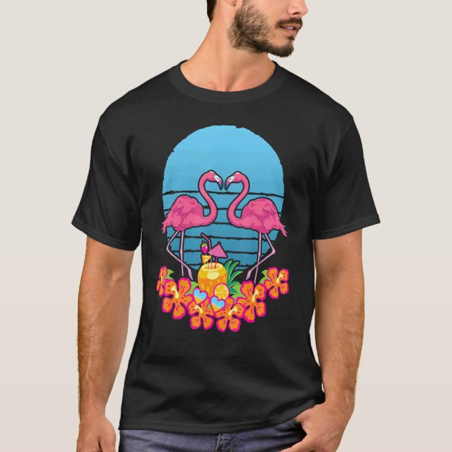 Tropical Summer Exotic Bird Animal Retro Flowers F T-Shirt (Front)