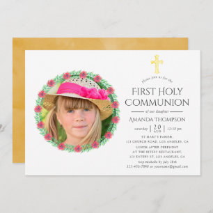 Tropical Summer First Holy Communion Invitation
