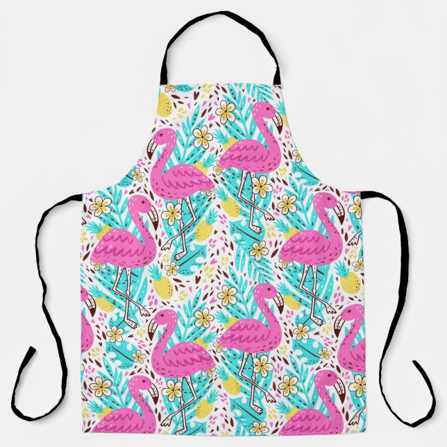 Tropical Summer Flamingo: Bright Pattern Elements Apron (Front)
