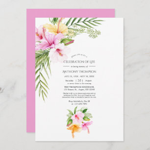 Tropical Summer Floral Celebration of Life Photo Invitation