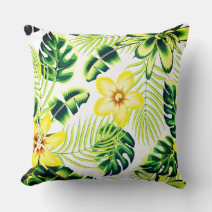 Tropical Summer Flowers Throw Pillow