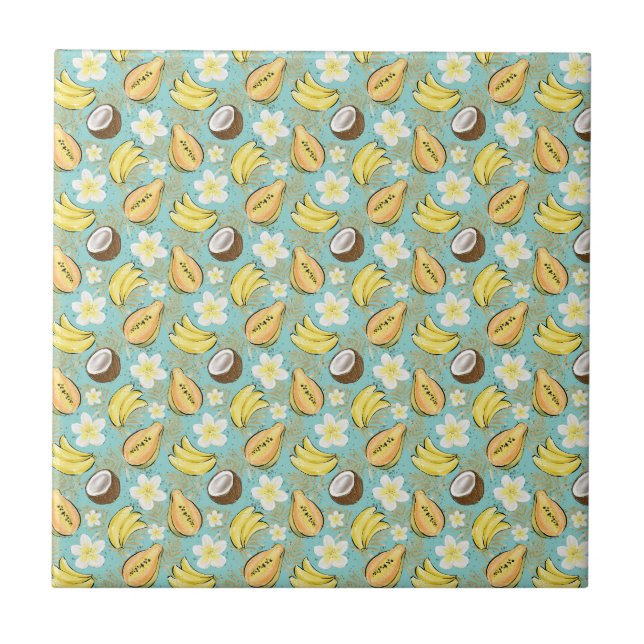Tropical Summer Fruit Pattern Ceramic Tile (Front)
