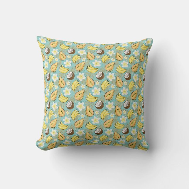 Tropical Summer Fruit Pattern Cushion (Front)