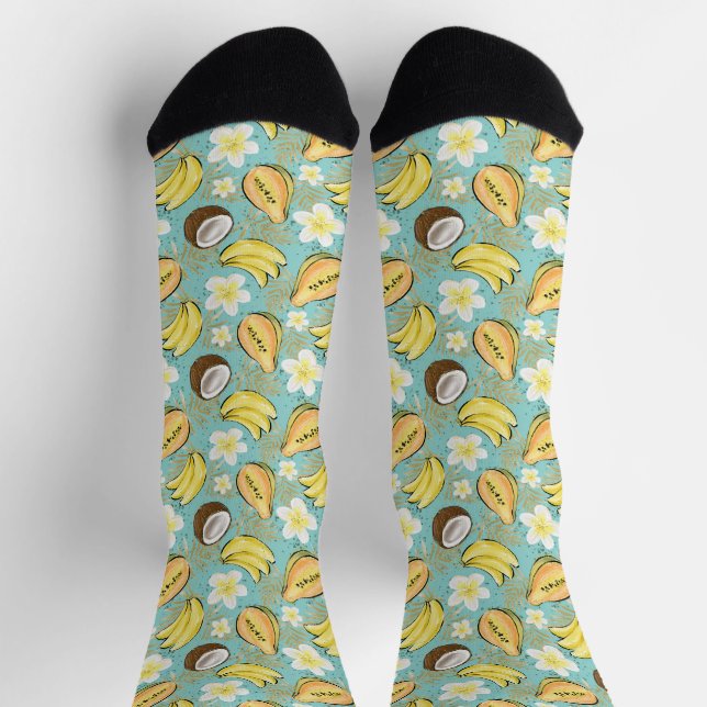 Tropical Summer Fruit Pattern Socks (Top)