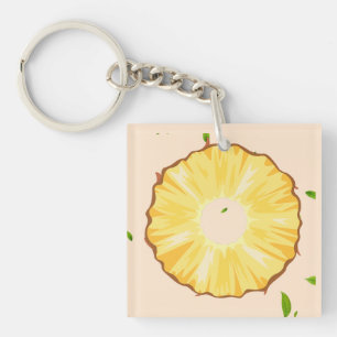 TROPICAL SUMMER FRUIT pineapple Slice pattern Key Ring