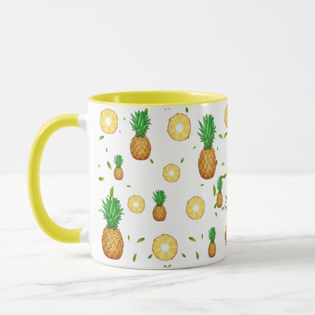 TROPICAL SUMMER FRUIT pineapple Slice pattern Mug (Left)