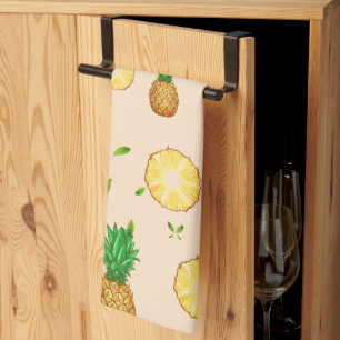 TROPICAL SUMMER FRUIT pineapple Slice pattern Tea Towel