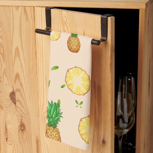 TROPICAL SUMMER FRUIT pineapple Slice pattern Tea Towel (Thirds Fold)