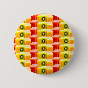Tropical Summer Fruits – 3D Kiwi, Watermelon & Mel 6 Cm Round Badge