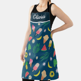 Tropical Summer fruits and Ice Cream Personalised  Apron