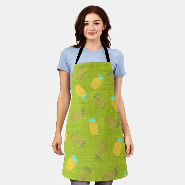 Tropical Summer Fruits Kiwi Green Apron (Worn)