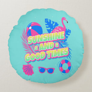 Tropical Summer Fun Vibes Round Cushion