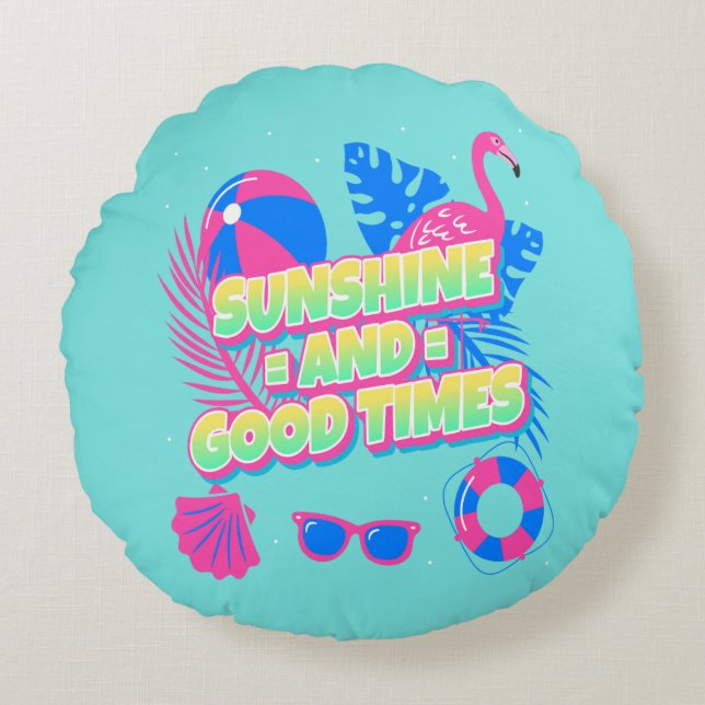 Tropical Summer Fun Vibes Round Cushion (Front)