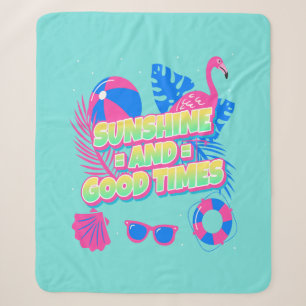 Tropical Summer Fun Vibes Sherpa Blanket