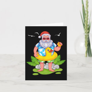Tropical Summer Funny Hawaiian Santa Claus Christm Card