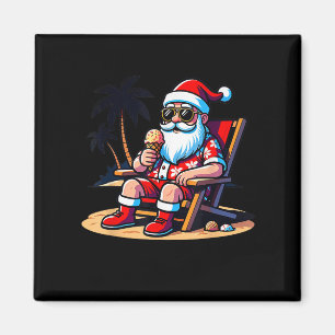 Tropical Summer Funny Hawaiian Santa Claus Christm Magnet