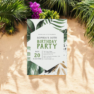 Tropical Summer Greenery Birthday  Invitation