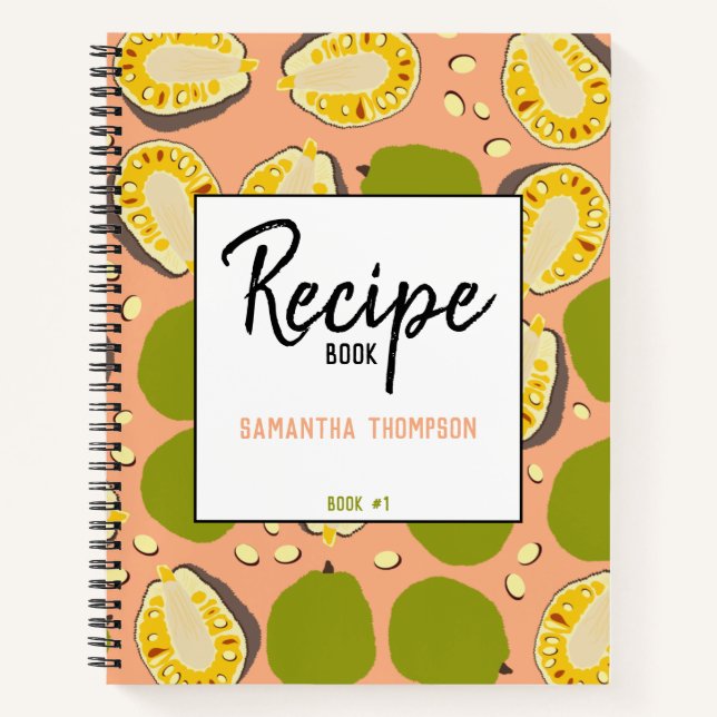 Tropical Summer Jackfruit Pattern -Recipe Cookbook Notebook (Front)