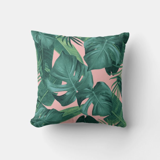 Tropical Summer Jungle Leaves Dream #1 Cushion (Front)