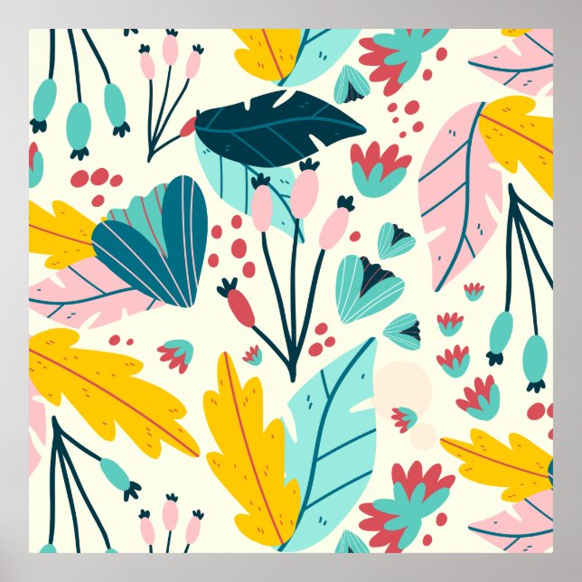 Tropical Summer Leaves Poster (Front)