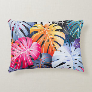 Tropical Summer Monstera Leaves Decorative Cushion