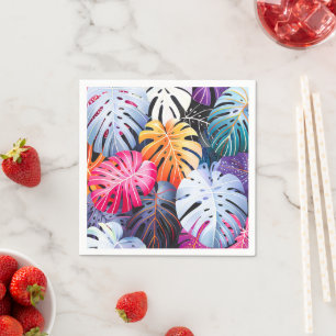 Tropical Summer Monstera Leaves Napkin