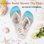 Tropical Summer Ocean Beach Bridal Shower Gifts Thongs<br><div class="desc">🌊 For the modern bride, there's nothing better than an unforgettable tropical beach bridal shower featuring personalised and customised gifts. From the shimmering turquoise ocean to the warm sand beneath your feet, it’s the perfect backdrop for a day full of fun activities, meaningful moments, and memories that will last a...</div>