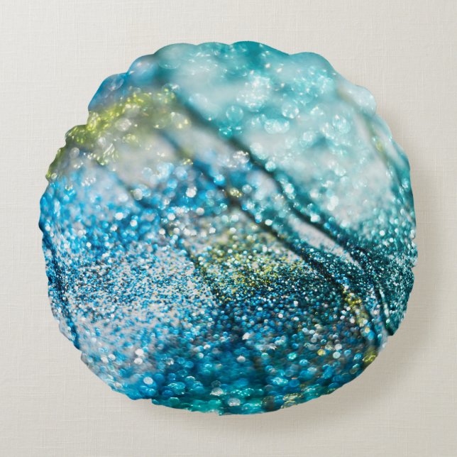 Tropical Summer Oceanic Glitter Glam 2 Round Cushion (Front)