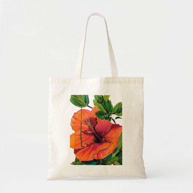 Tropical Summer orange hibiscus Tote Bag (Front)