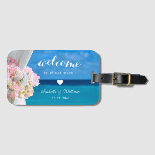 Tropical Summer Palm Beach Wedding Favour Luggage Tag