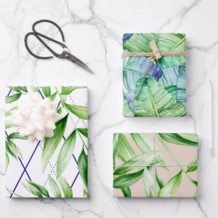 Tropical Summer Palm Leaves Pattern Wrapping Paper Sheet