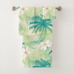 Tropical summer palm trees bath towel set