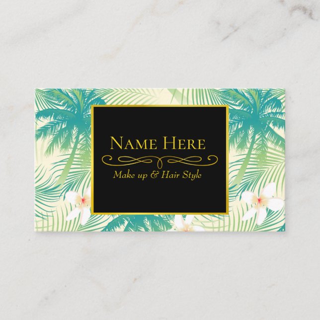 Tropical summer palm trees business card (Front)