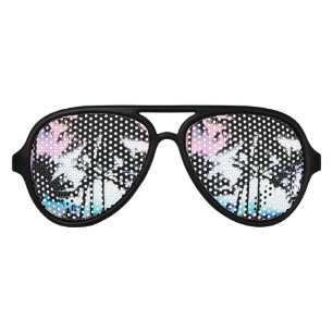 Tropical Summer Palm Trees Pink Blue Sunset Sky Aviator Sunglasses