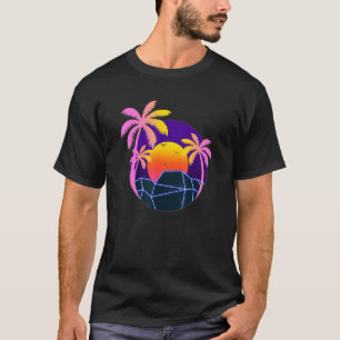 Tropical Summer Palm Trees Sunset Beach 90s Art Va T-Shirt