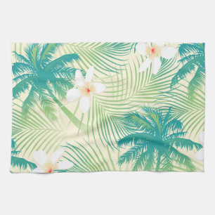 Tropical summer palm trees tea towel